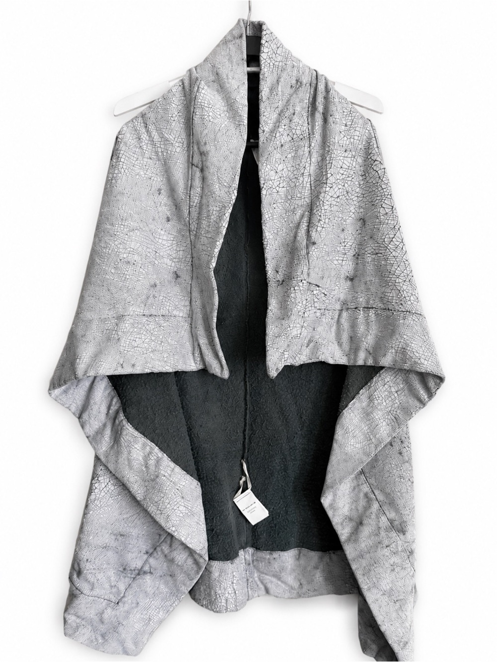 Rick Owens NWT Cracked Leather Cape Vest Grey Size M Authentic $1485 Rare Unisex - Picture 3 of 16